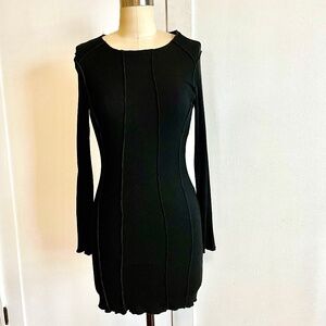 Le Lis Black Ribbed Mini Dress